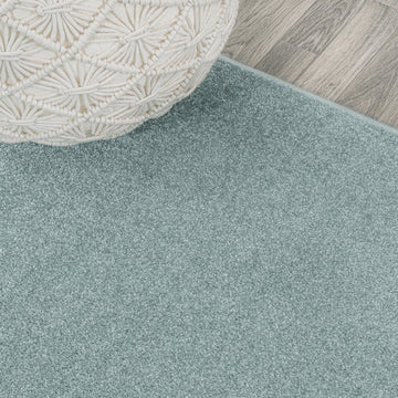 Haze Solid Low-pile Area Rug Light Blue